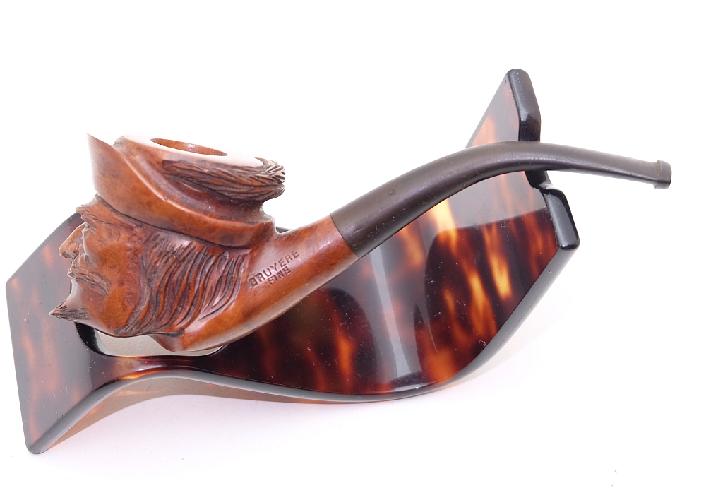 ​Men Head Bruyere Fine St.Claude Vintage Smoking Tobacco Pipe - 1