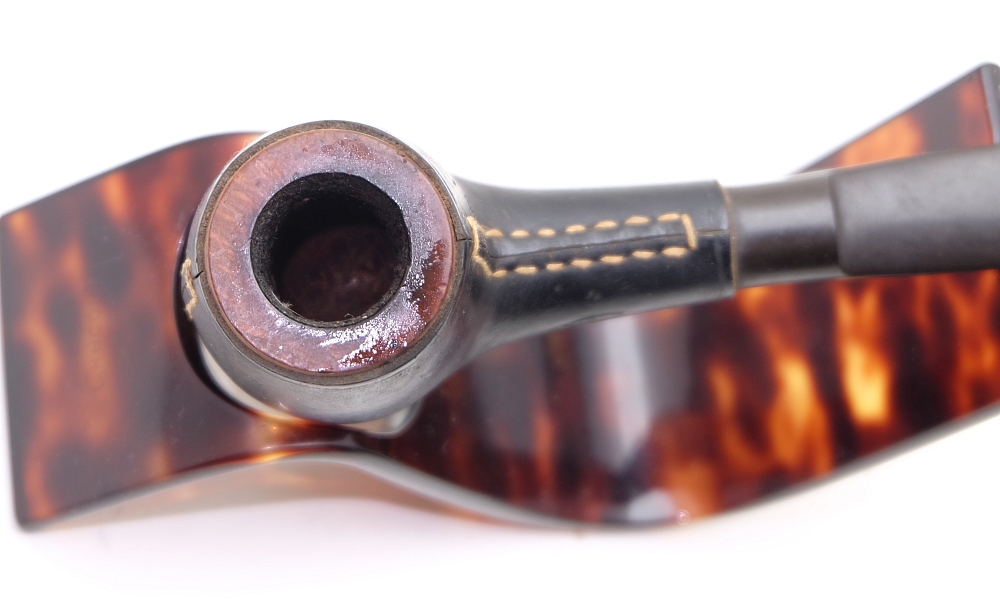 ​Billiard Vintage Tobacco Smoking Pipe Grenhill Leather Coated - 4