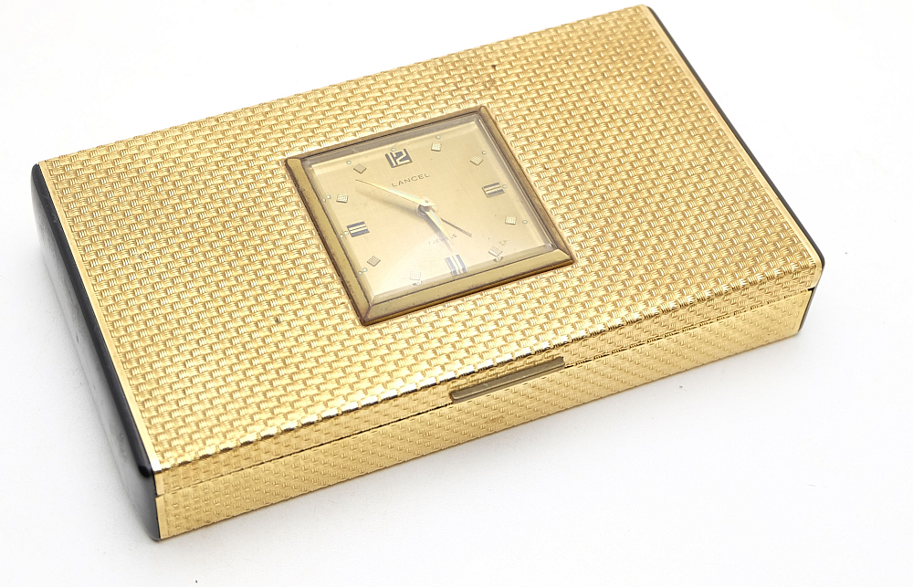 Lancel Cigarette Box With Clock/Alarm Works Good! With small crack un plastic! - 1