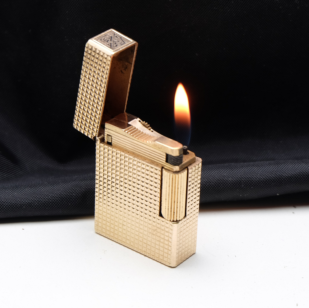 ​Dupont Line 1 Gas Lighter 20mk Gold Plated Works good! Fully Serviced! - 1