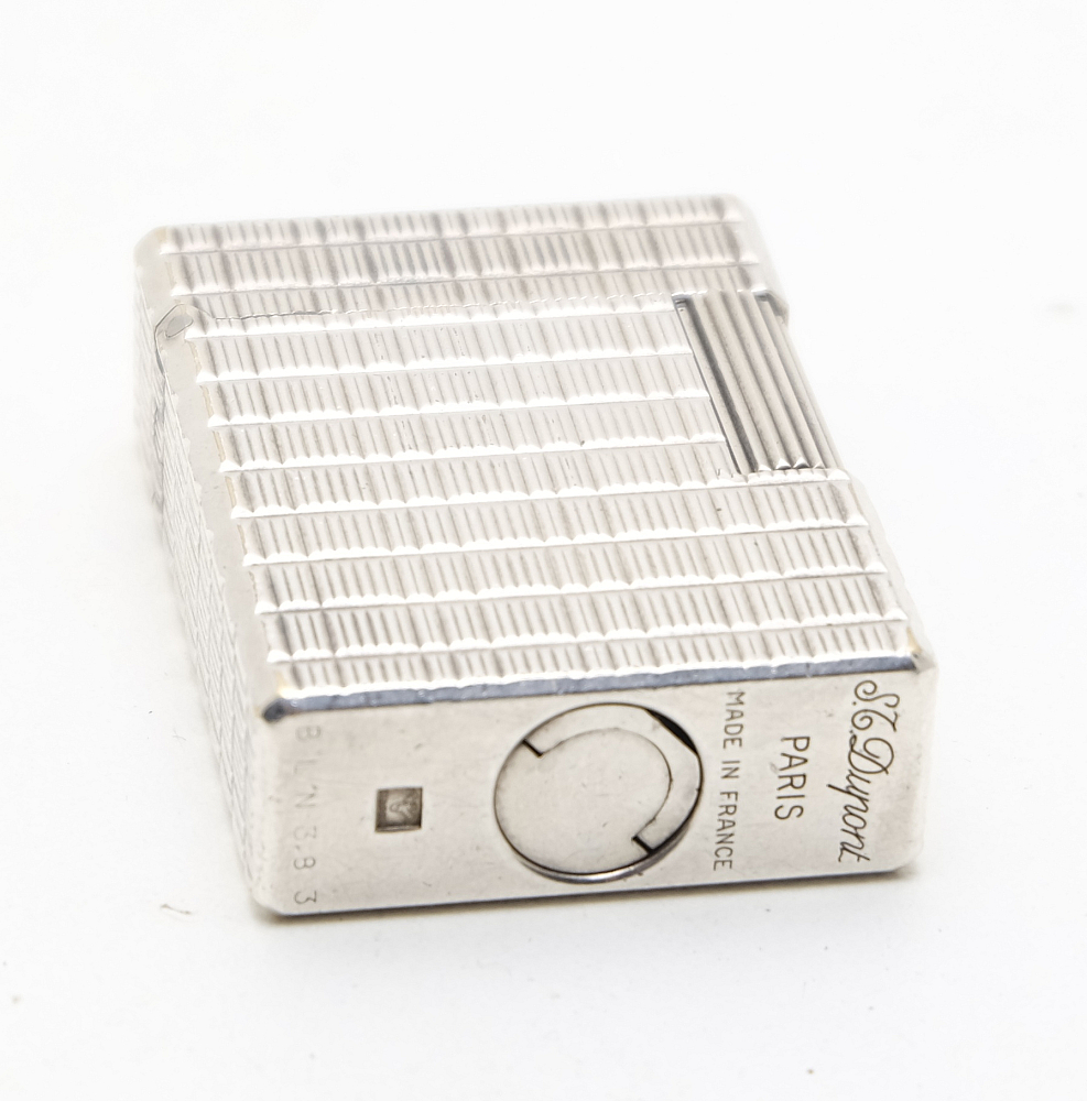 ​Dupont Line 1 Gas Lighter Silver Plated Works good! Fully Serviced! - 8
