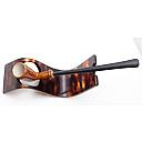Nice Brown Unsmoked Ceramic French Vintage Tobacco Smoking Pipe - 4 small
