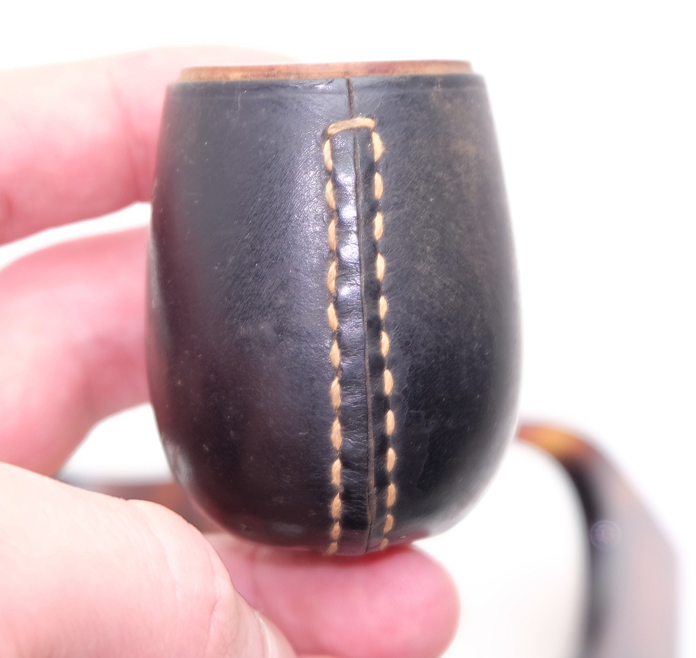 ​Billiard Vintage Tobacco Smoking Pipe Grenhill Leather Coated - 7