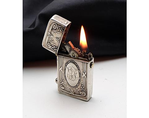 ​Silver 800 Automatic Petrol Lighter Germany 1900-1920S Works good! Rare!