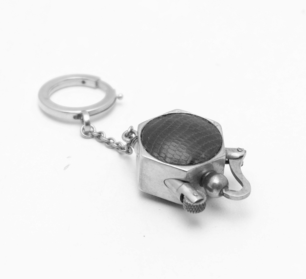 Unique Small French Leather Coated Petrol Lighter Works good! - 3