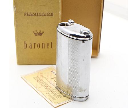 Flaminaire Baronet Vintage Table Gas Lighter WITH BOX, WARRANTY CARD Works!