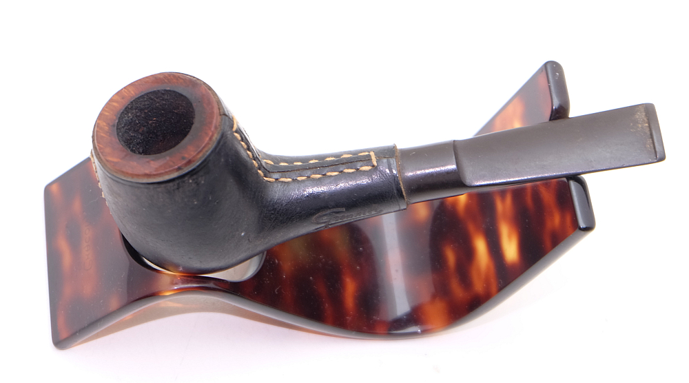 ​Billiard Vintage Tobacco Smoking Pipe Grenhill Leather Coated - 3