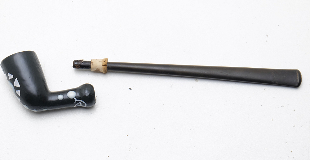 ​Long Black Ceramic Vintage Tobacco Smoking Pipe - 7