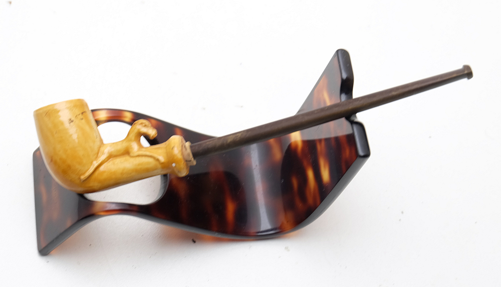 ​Nice Antique Long Black Ceramic Vintage Tobacco Smoking Pipe - 1
