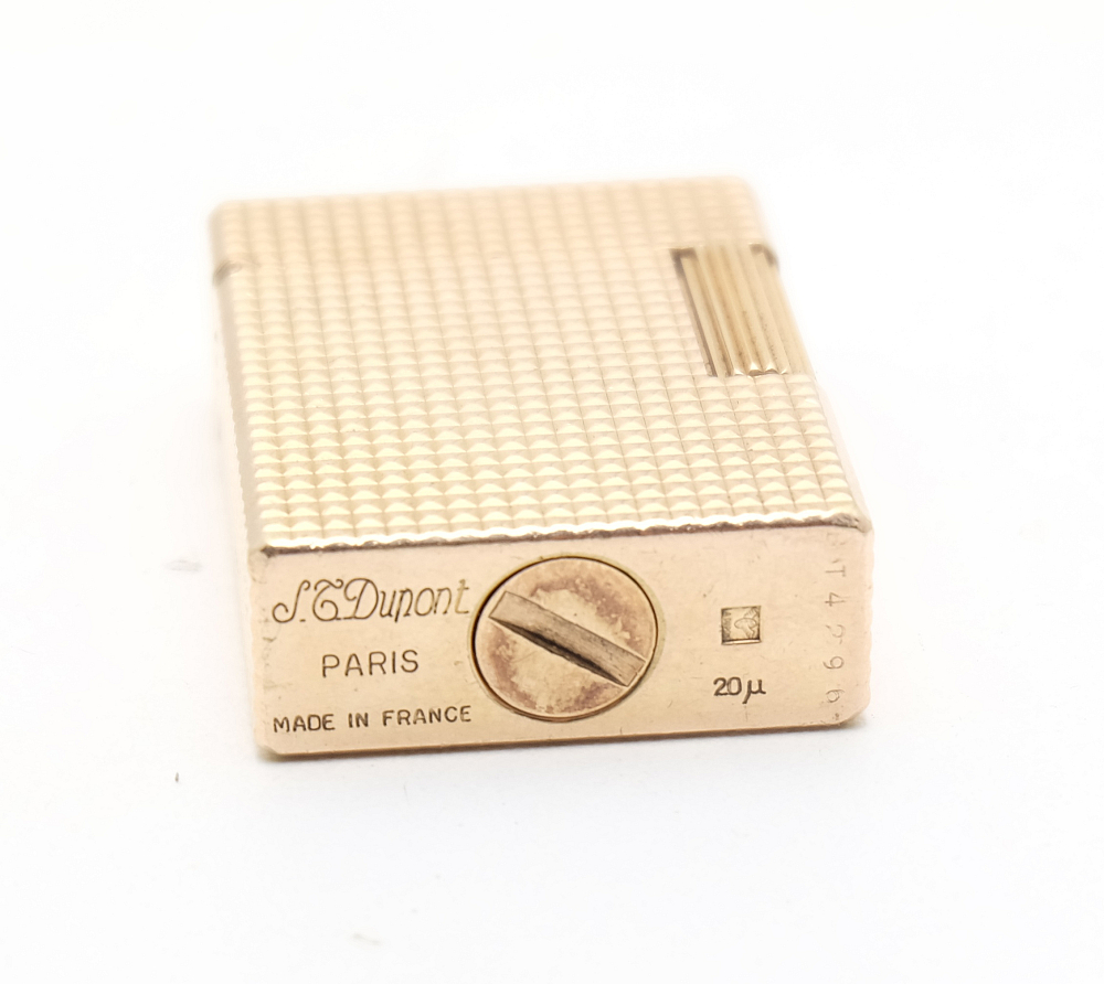 ​Dupont Line 1 Gas Lighter 20mk Gold Plated Works good! Fully Serviced! - 3