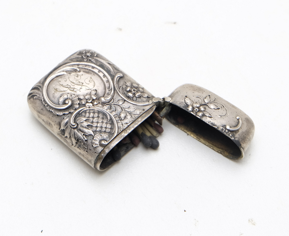 Solid Silver Antique French Matchbox Case Rare! - 4