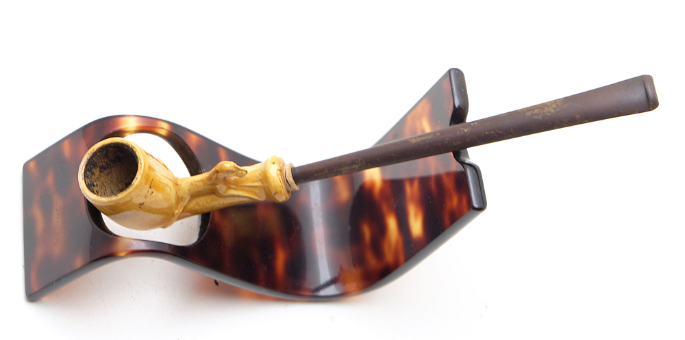 ​Nice Antique Long Black Ceramic Vintage Tobacco Smoking Pipe - 3