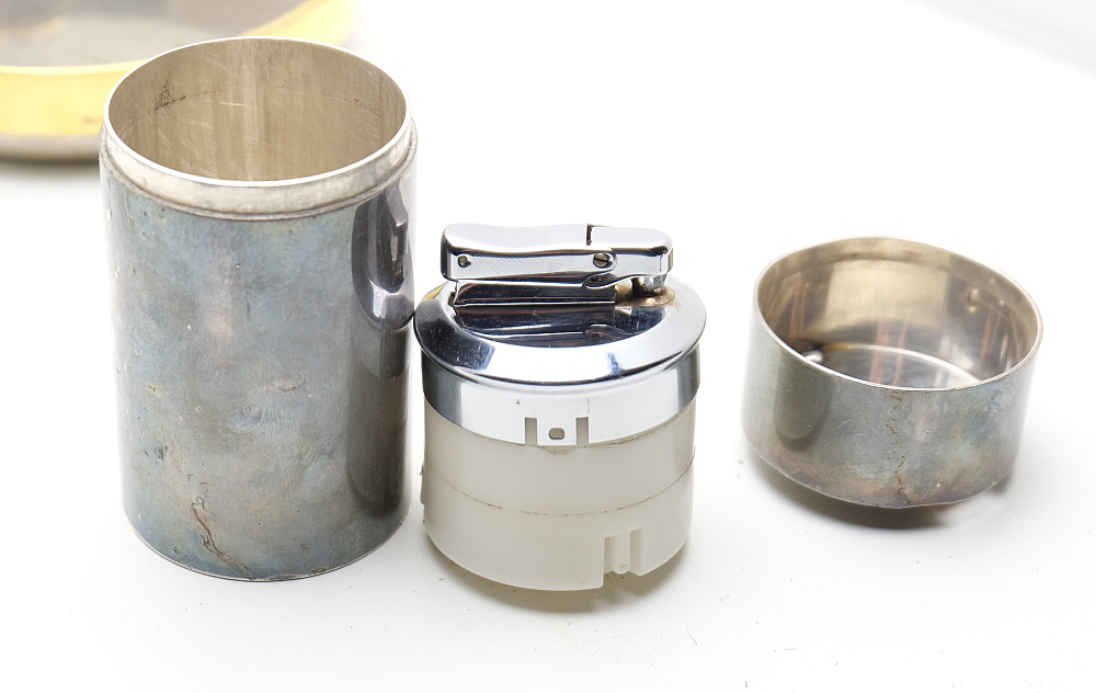 ​Hermes Set Solid Silver Lighter and Metal Gold Plated Ashtray 1960s - 12