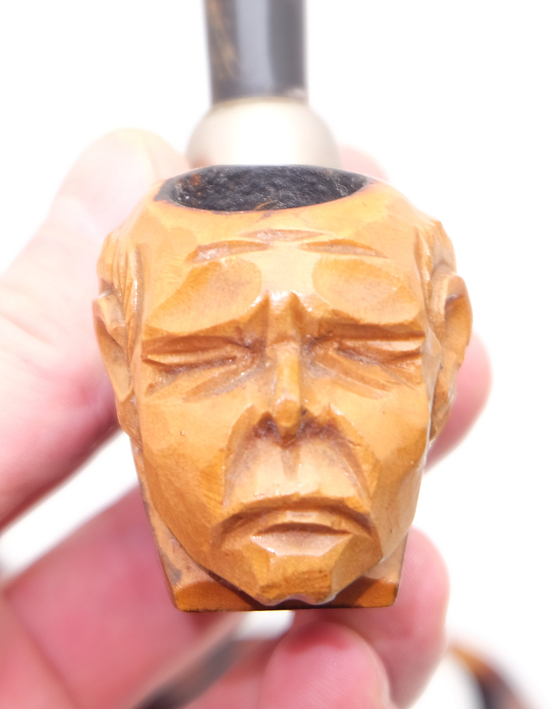 Unbranded Men Head Carved Vintage Smoking Tobacco Pipe - 6