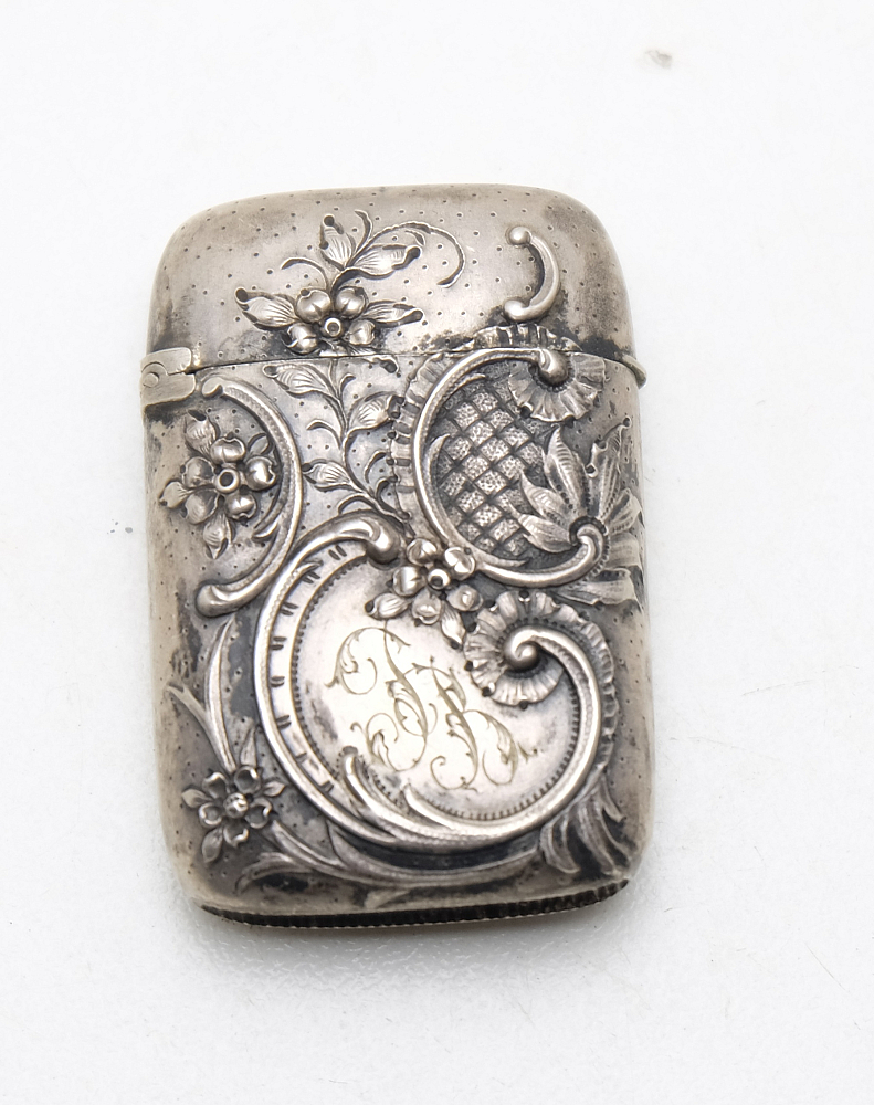 Solid Silver Antique French Matchbox Case Rare! - 1