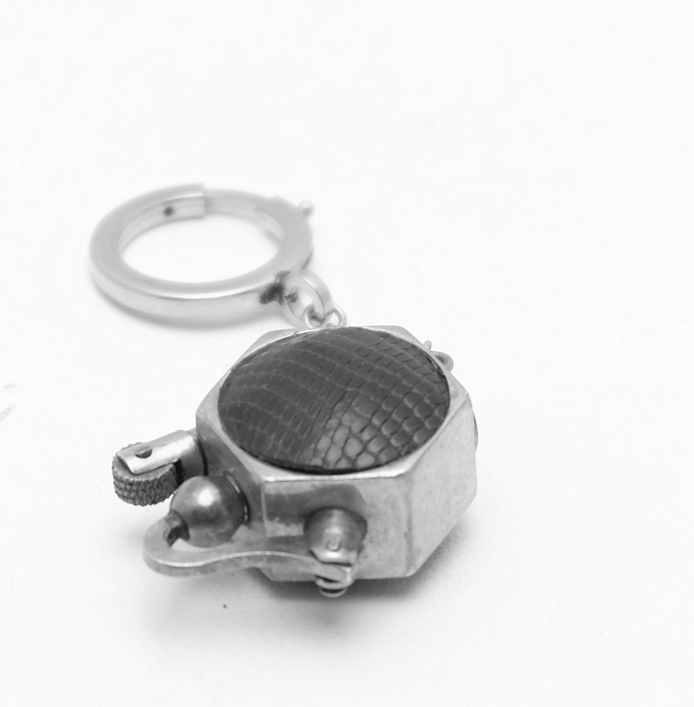 Unique Small French Leather Coated Petrol Lighter Works good! - 4