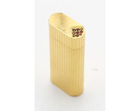 ​Cartier Unique Gold Plated Gas Lighter 1991 Paris with Rubies