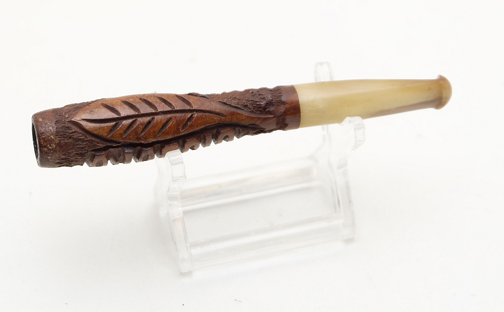 Carved French mouthpiece cigarette holder Briar+Horn - 2
