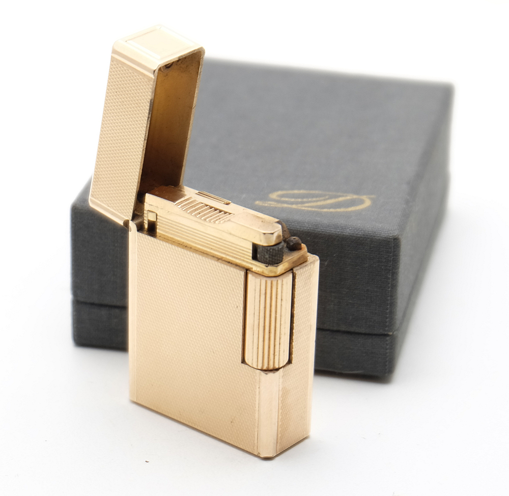 ​Dupont Line 1 Gas Lighter 20mk Gold Plated Works good! With box! Fully Serviced! - 6