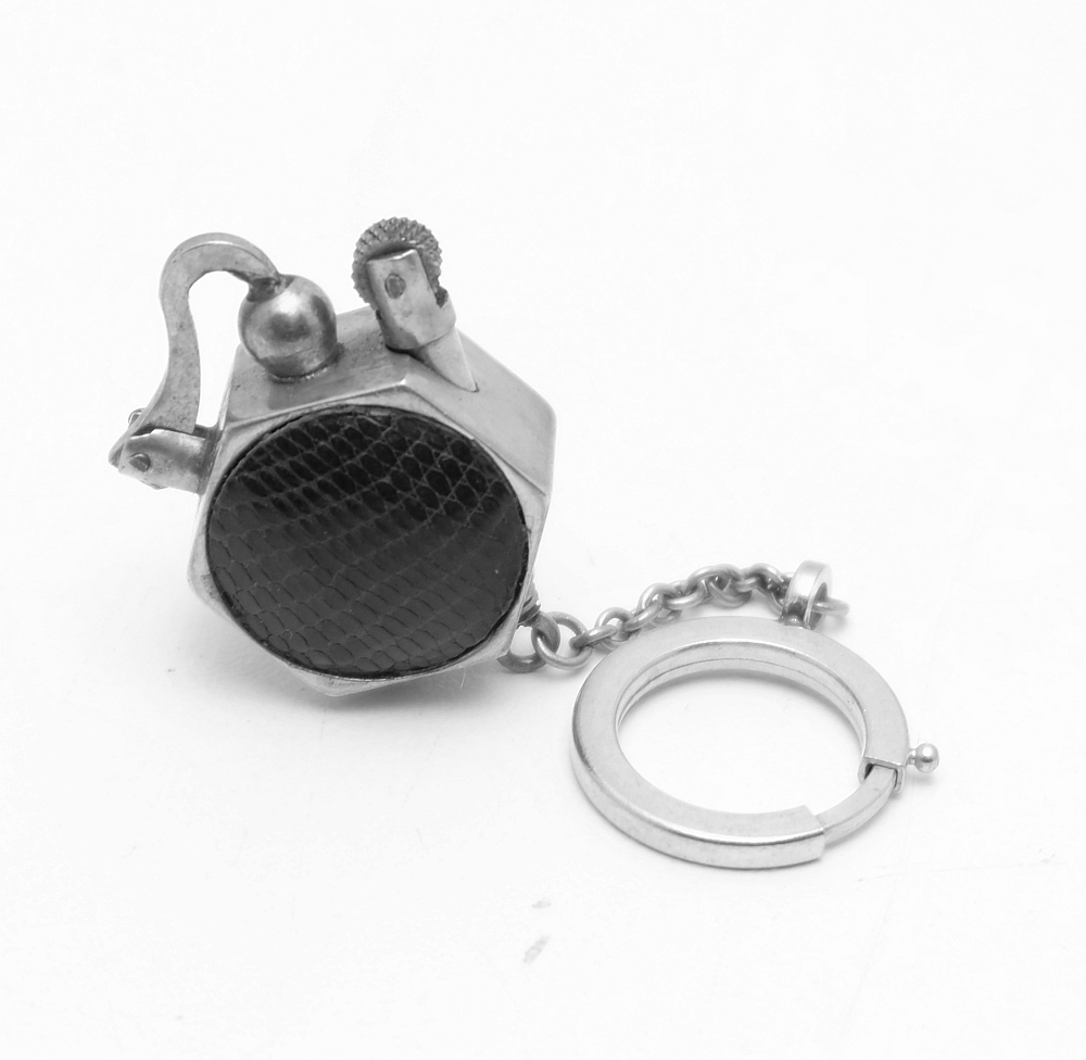 Unique Small French Leather Coated Petrol Lighter Works good! - 1