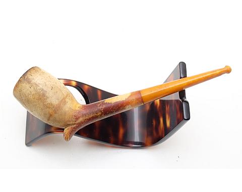 ​Antique Meerschaum French Long Tobacco Smoking Pipe Amber Stem