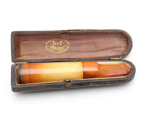 Antique Meerschaum Amber Cigar Holder B.F Paris France With case!