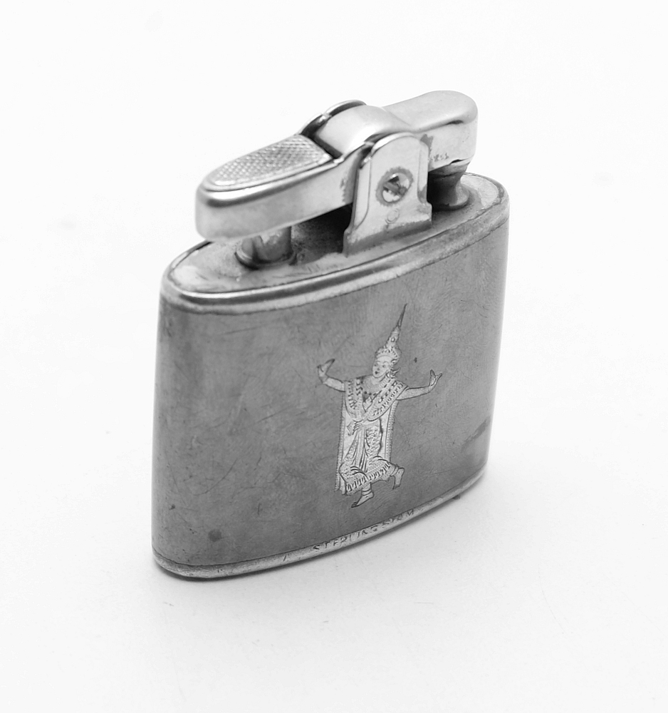 ​Ronson Petrol Standard Lighter Sterling Siam Dancing Women Made in England Works - 3