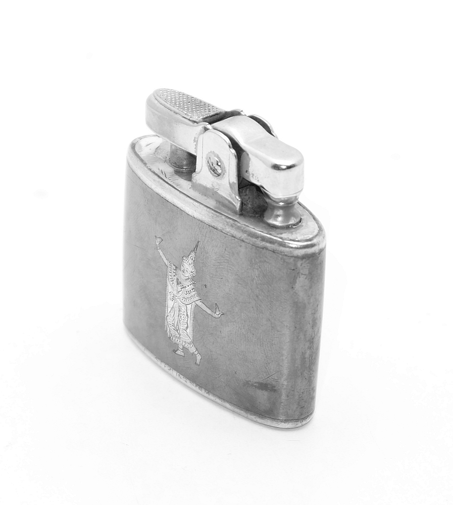 ​Ronson Petrol Standard Lighter Sterling Siam Dancing Women Made in England Works - 4
