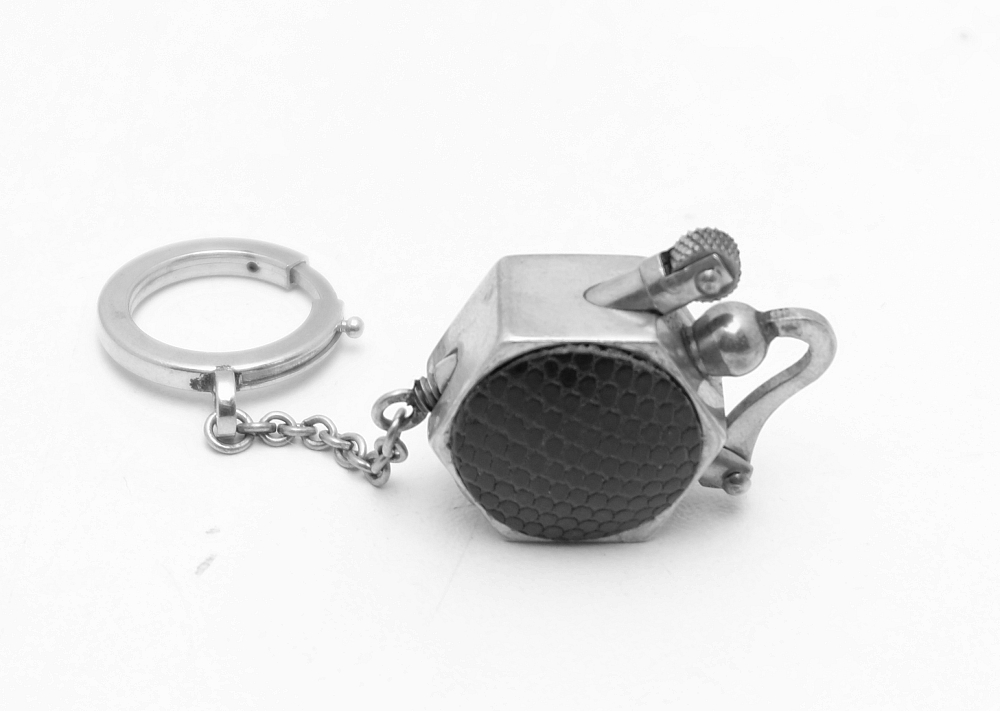 Unique Small French Leather Coated Petrol Lighter Works good! - 2