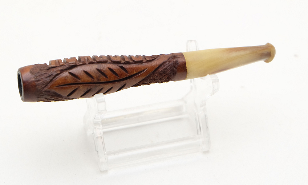 Carved French mouthpiece cigarette holder Briar+Horn - 4
