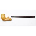 ​Nice Antique Long Black Ceramic Vintage Tobacco Smoking Pipe - 7 small