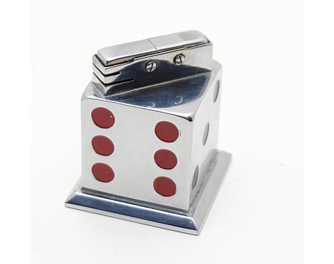 ​Unique Unbranded Automatic Table Petrol Lighter Dice 1950S France Works cool!