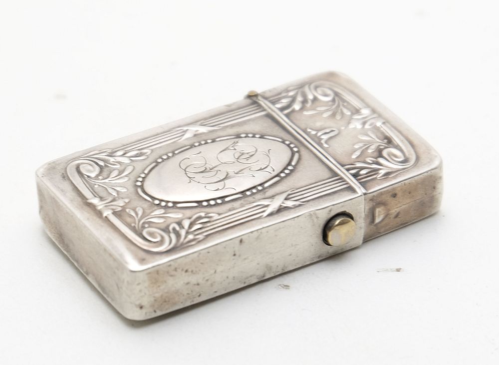 ​Silver 800 Automatic Petrol Lighter Germany 1900-1920S Works good! Rare! - 3
