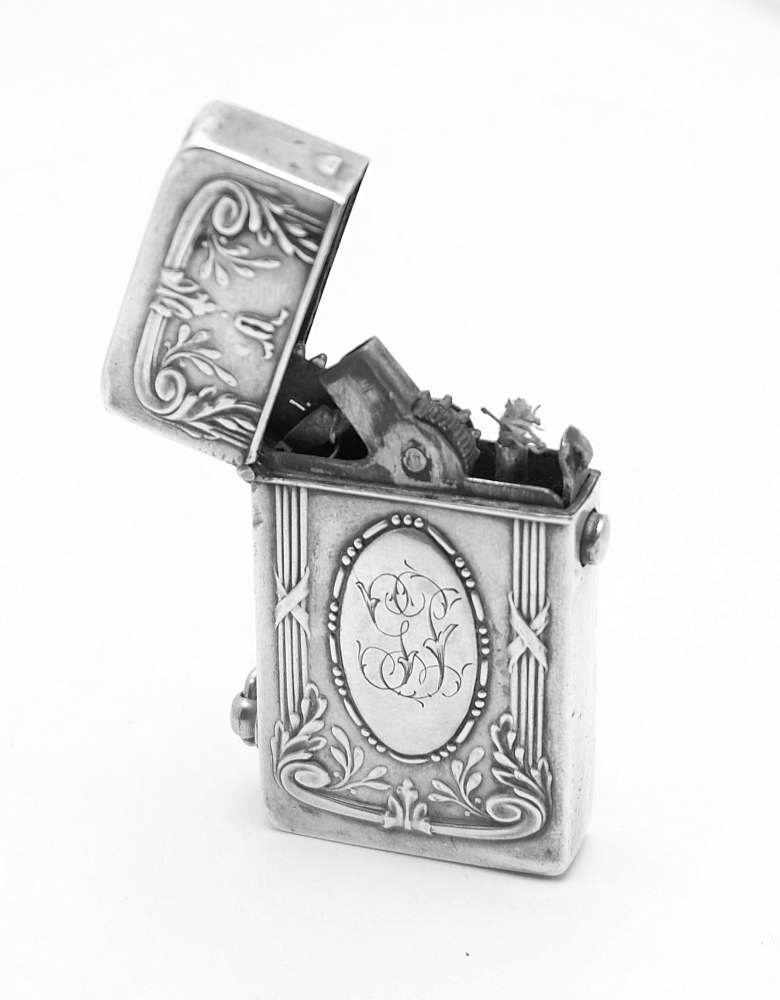 ​Silver 800 Automatic Petrol Lighter Germany 1900-1920S Works good! Rare! - 13