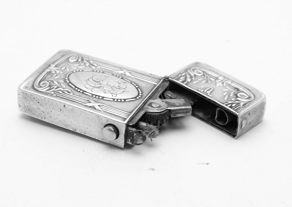 ​Silver 800 Automatic Petrol Lighter Germany 1900-1920S Works good! Rare! - 11