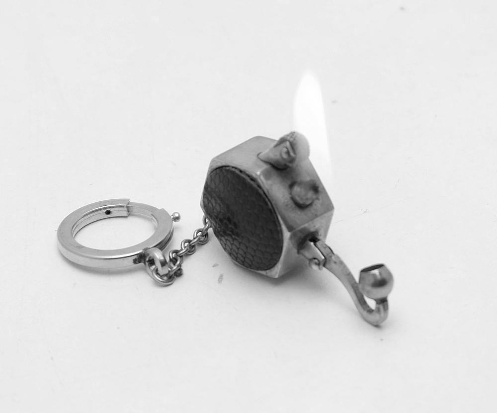 Unique Small French Leather Coated Petrol Lighter Works good! - 7