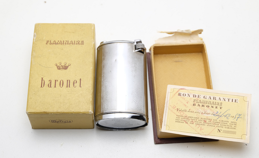 ​Flaminaire Baronet Vintage Table Gas Lighter WITH BOX, WARRANTY CARD Works! - 10