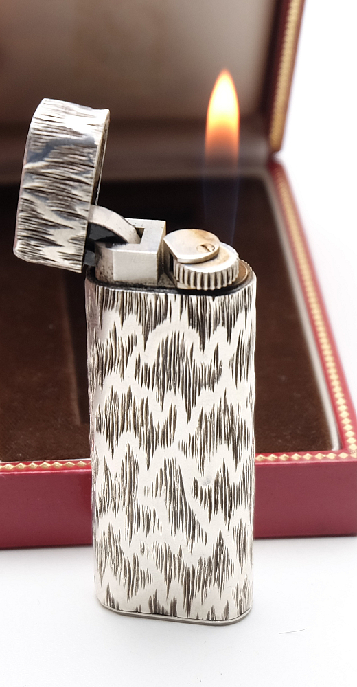 ​Cartier Sterling Silver 925 Vintage Gas Lighter With Box! Works! Fully Serviced! - 1