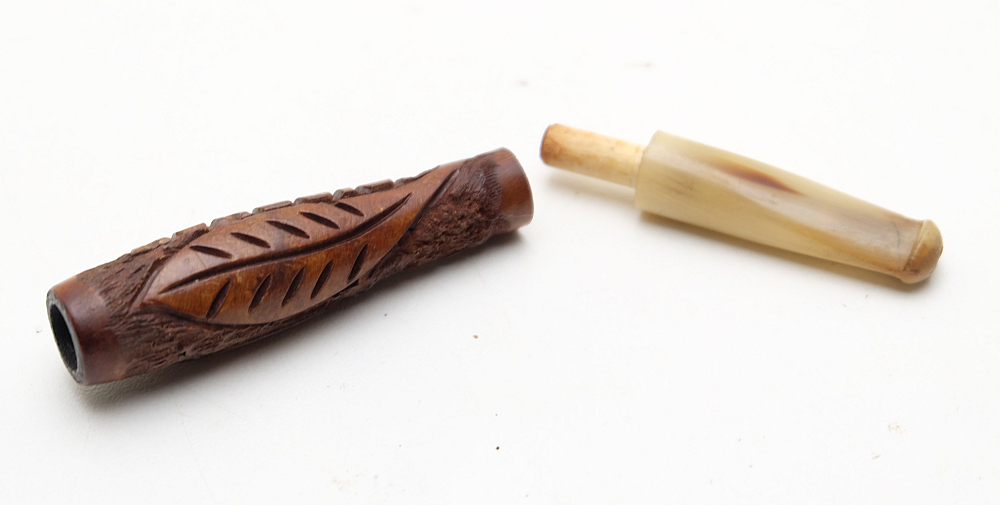 Carved French mouthpiece cigarette holder Briar+Horn - 8