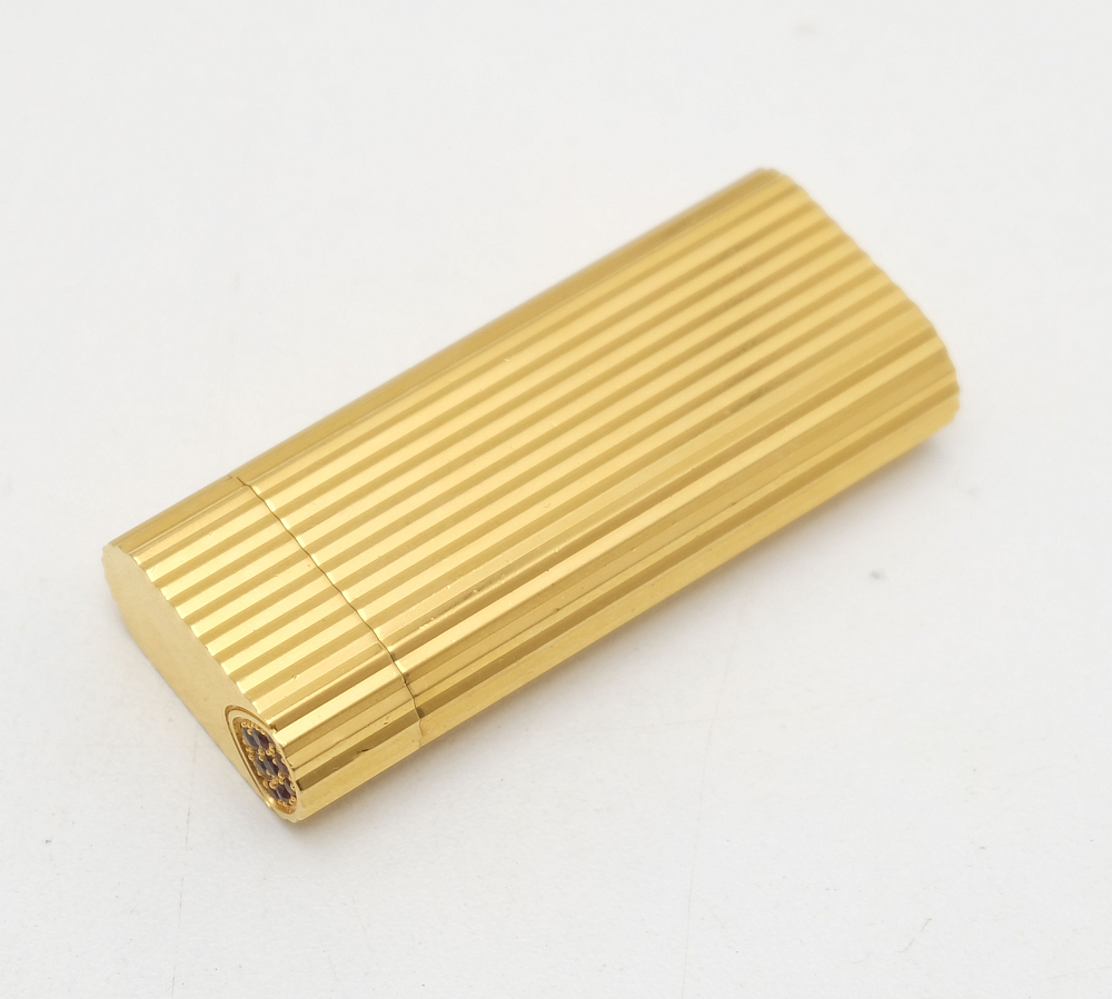 ​Cartier Unique Gold Plated Gas Lighter 1991 Paris with Rubies - 4