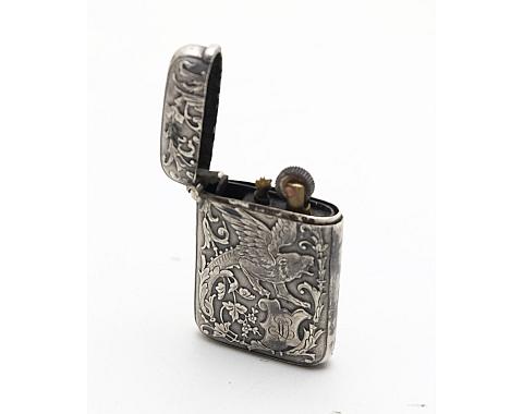 Solid Silver Petrol Matchbox/Lighter France
