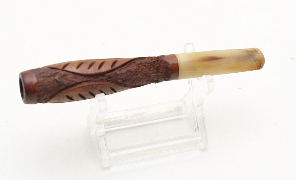 Carved French mouthpiece cigarette holder Briar+Horn - 3