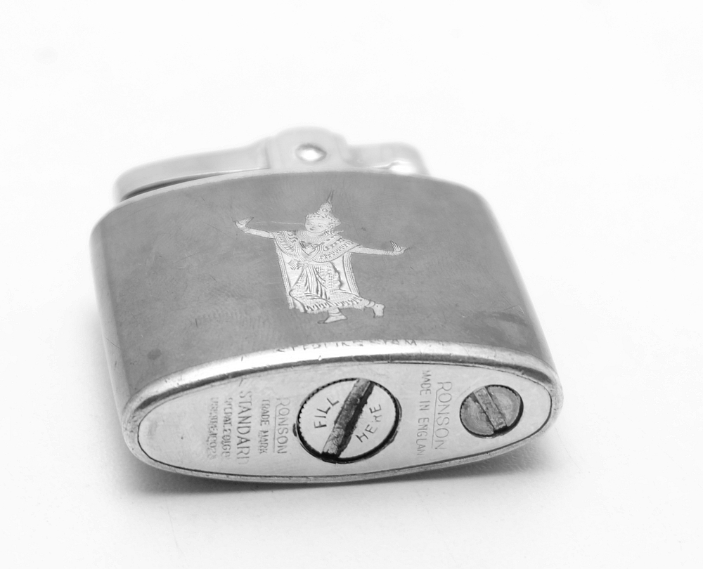 ​Ronson Petrol Standard Lighter Sterling Siam Dancing Women Made in England Works - 6
