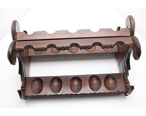 ​Unbranded Beautiful Wooden Pipe Stand for 10 Pipes Vintage!
