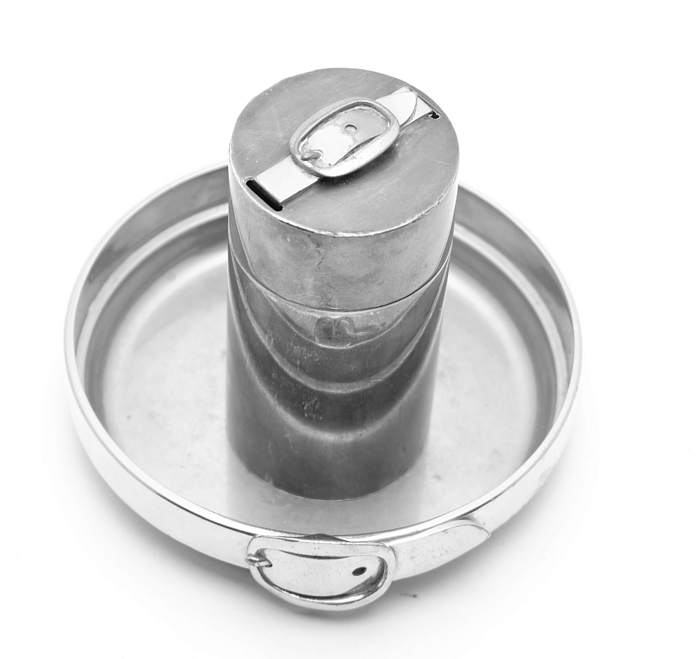 Hermes Set Solid Silver Lighter and Metal Gold Plated Ashtray 1960s - 1