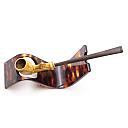 ​Nice Antique Long Black Ceramic Vintage Tobacco Smoking Pipe - 3 small