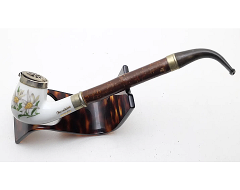 Hunter Nice Vintage Smoking Pipe Porcelaine EP Ring