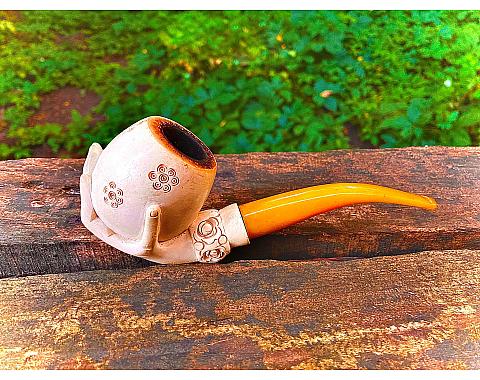 Nice French Meerschaum Pipe Hand holding the bowl