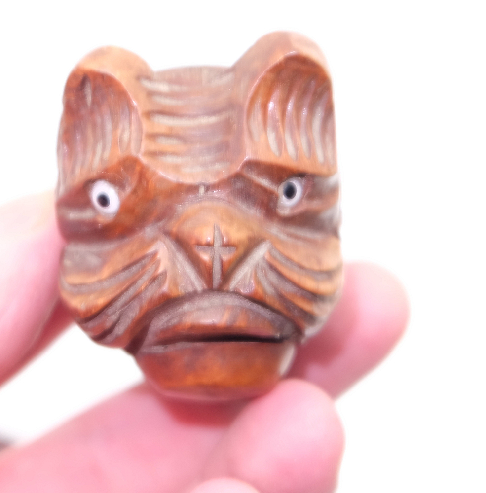 ​Vintage Freehand Smoking Tobacco Pipe Real Briar Foreign Cat Head - 5