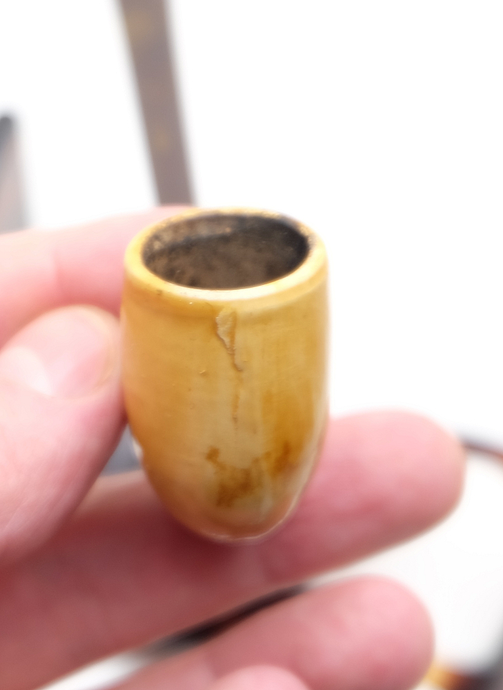 ​Nice Antique Long Black Ceramic Vintage Tobacco Smoking Pipe - 6